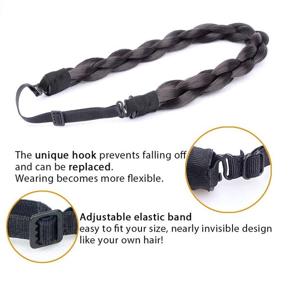 Synthetic Hair Headband Braided Elastic Stretch Women Girls Beauty Accessory